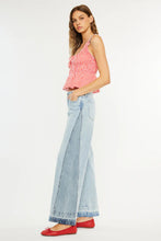 Load image into Gallery viewer, CARLISE MID RISE COLOR BLOCK WIDE LEG JEANS