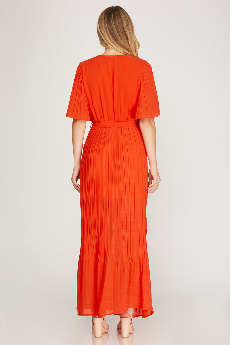 orange pleated dress BURNT ORANGE PLEATED DRESS – The Hive Style House