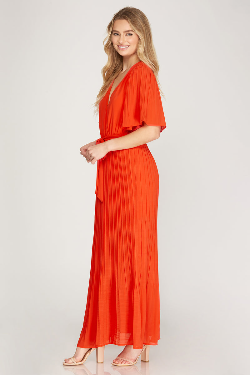 open lace back dress Orange One Shoulder Satin Maxi Dress Pleated Formal Wedding Guest Asym main image 0