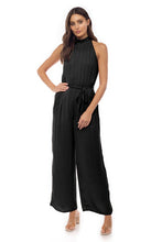 Load image into Gallery viewer, PLEATED FRONT SATIN JUMPSUIT