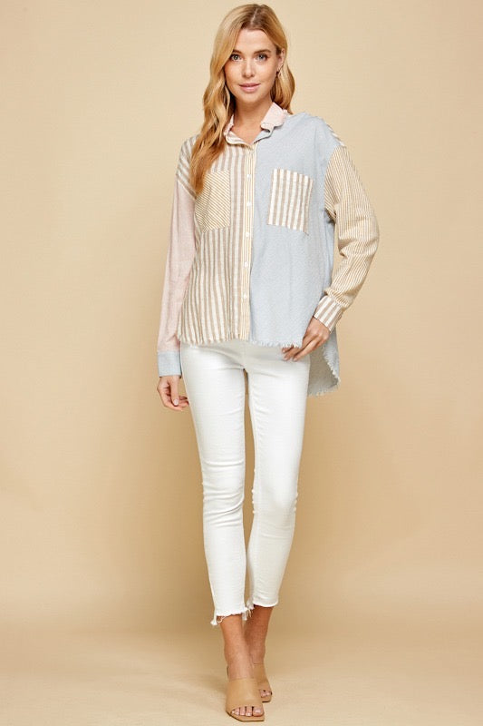 PATCHWORK BUTTON UP