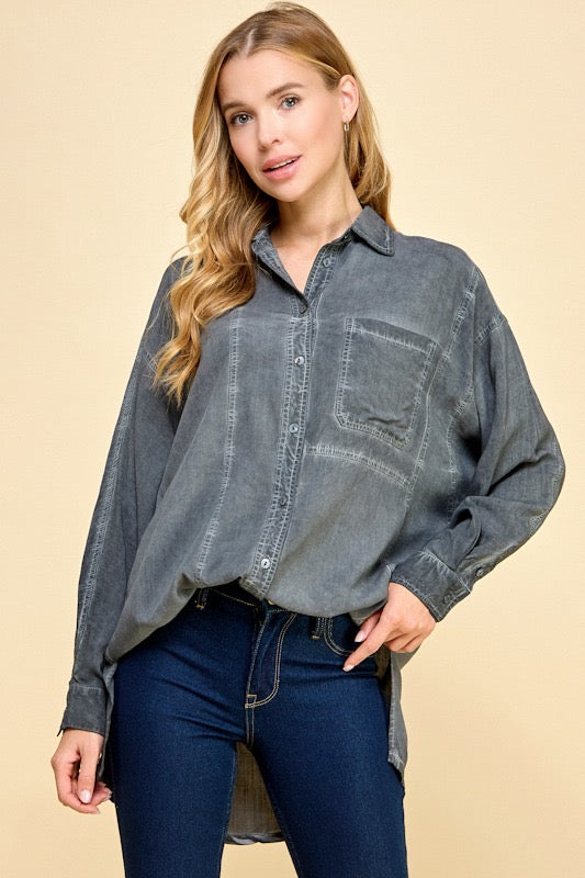 DISTRESSED BUTTON UP