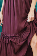 Load image into Gallery viewer, BURGUNDY SATIN DRESS
