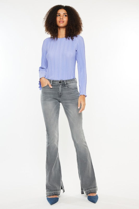LT.GRAY HEM FLARE DENIM
