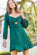 Load image into Gallery viewer, GREEN LACE TRIM MINI DRESS
