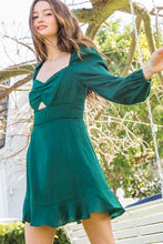 Load image into Gallery viewer, GREEN LACE TRIM MINI DRESS
