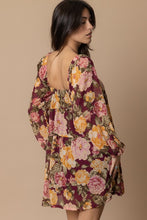 Load image into Gallery viewer, BURGUNDY FLORAL DRESS
