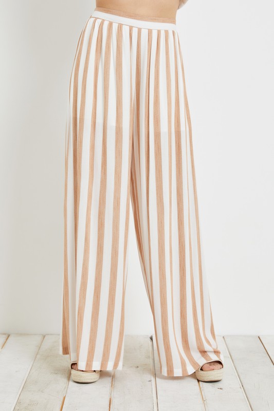 TAUPE STRIPE PALAZZO PANTS