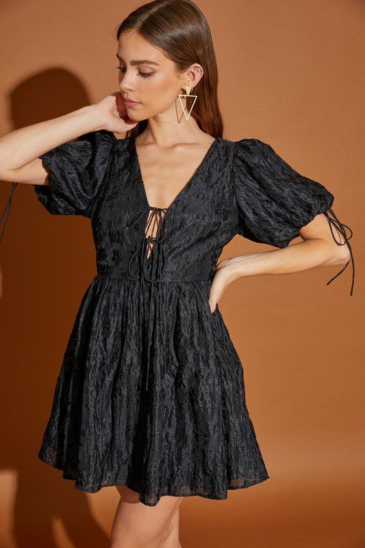 FLORAL LACE UP DRESS