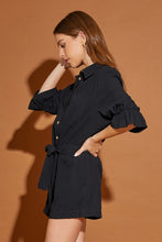 Load image into Gallery viewer, BLACK BUTTON UP ROMPER
