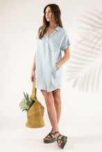Load image into Gallery viewer, STRIPED COLLARED MINI DRESS
