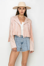 Load image into Gallery viewer, BLUSH SUEDE FRINGE JACKET
