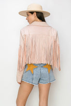 Load image into Gallery viewer, BLUSH SUEDE FRINGE JACKET
