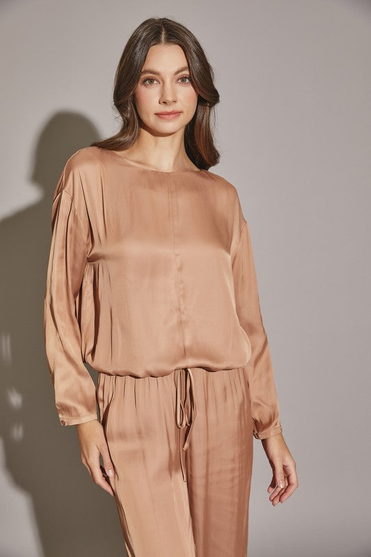 SATIN DRAWSTRING TOP