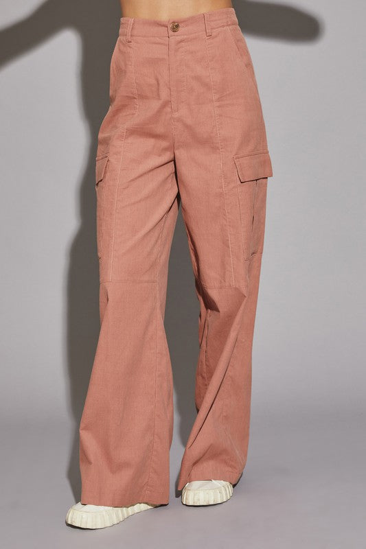 MAUVE CORDUROY CARGO PANTS