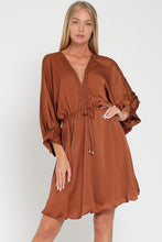 Load image into Gallery viewer, LACE TRIM BROWN DRESS
