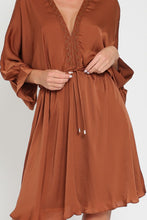 Load image into Gallery viewer, LACE TRIM BROWN DRESS
