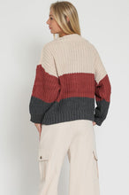 Load image into Gallery viewer, OFF SHOULDER COLOR BLOCK SWEATER
