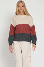 Load image into Gallery viewer, OFF SHOULDER COLOR BLOCK SWEATER
