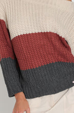 Load image into Gallery viewer, OFF SHOULDER COLOR BLOCK SWEATER
