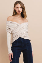 Load image into Gallery viewer, BEIGE OTS RUCHED TOP
