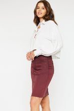 Load image into Gallery viewer, BURGUNDY DENIM SKIRT

