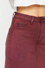 Load image into Gallery viewer, BURGUNDY DENIM SKIRT

