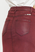 Load image into Gallery viewer, BURGUNDY DENIM SKIRT
