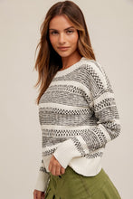 Load image into Gallery viewer, BLK/CRM TEXTURED SWEATER
