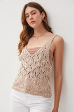 Load image into Gallery viewer, CROCHET VNECK TANK-BEIGE
