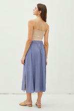 Load image into Gallery viewer, BLUE LINEN MIDI SKIRT
