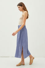 Load image into Gallery viewer, BLUE LINEN MIDI SKIRT
