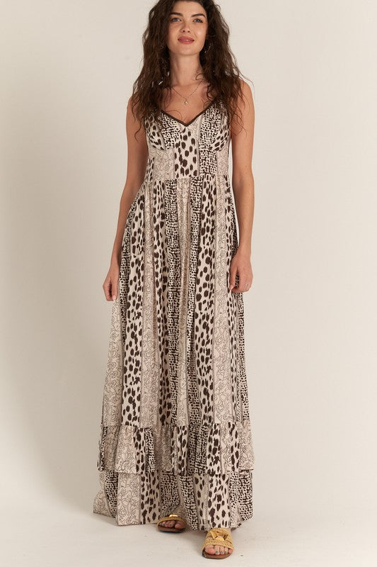MULTI LEOPARD PRINT MAXI DRESS