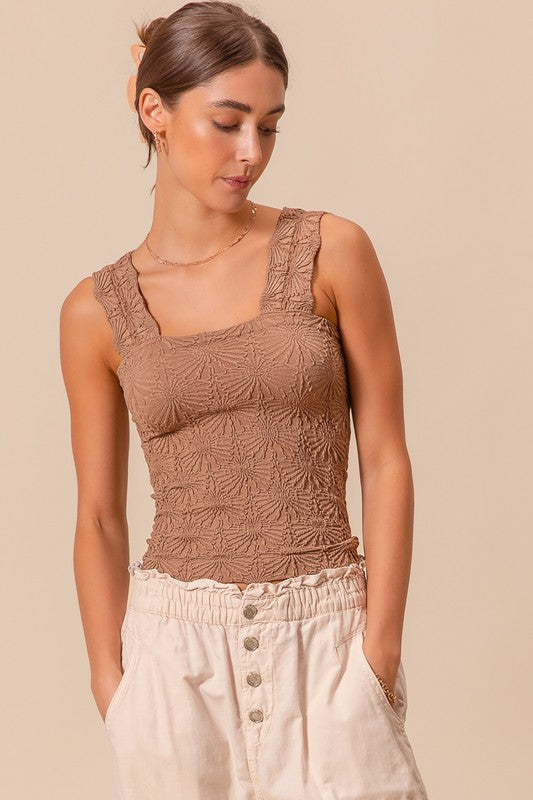 FLORAL JAQUARD TANK TOP