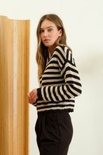 Load image into Gallery viewer, BLACK STRIPED KNIT SWEATER
