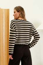 Load image into Gallery viewer, BLACK STRIPED KNIT SWEATER
