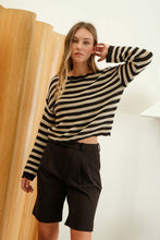 Load image into Gallery viewer, BLACK STRIPED KNIT SWEATER
