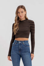 Load image into Gallery viewer, CITY STRIPE L/S CROP SWEATER
