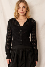 Load image into Gallery viewer, BLACK COLLARED KNIT CARDI
