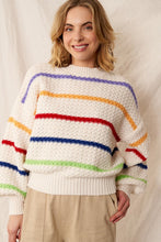 Load image into Gallery viewer, CREAM RAINBOW STRIPE SWEATER
