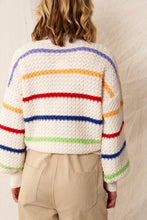 Load image into Gallery viewer, CREAM RAINBOW STRIPE SWEATER
