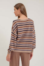 Load image into Gallery viewer, MOCHA MULTI COLOR STRIPE SWEATER
