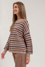 Load image into Gallery viewer, MOCHA MULTI COLOR STRIPE SWEATER
