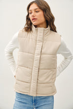 Load image into Gallery viewer, SUEDE AND BEIGE PUFFER VEST
