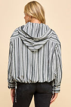 Load image into Gallery viewer, BLK/WHT STRIPED ZIP UP
