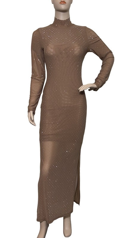 MESH STUDDED MAXI DRESS