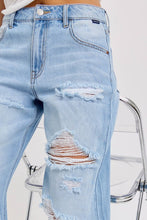 Load image into Gallery viewer, MIDRISE DISTRESSED WIDE LEG DENIM
