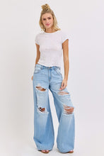 Load image into Gallery viewer, MIDRISE DISTRESSED WIDE LEG DENIM
