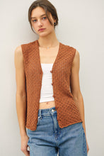 Load image into Gallery viewer, BUTTON UP V-NECK CROCHET TANK
