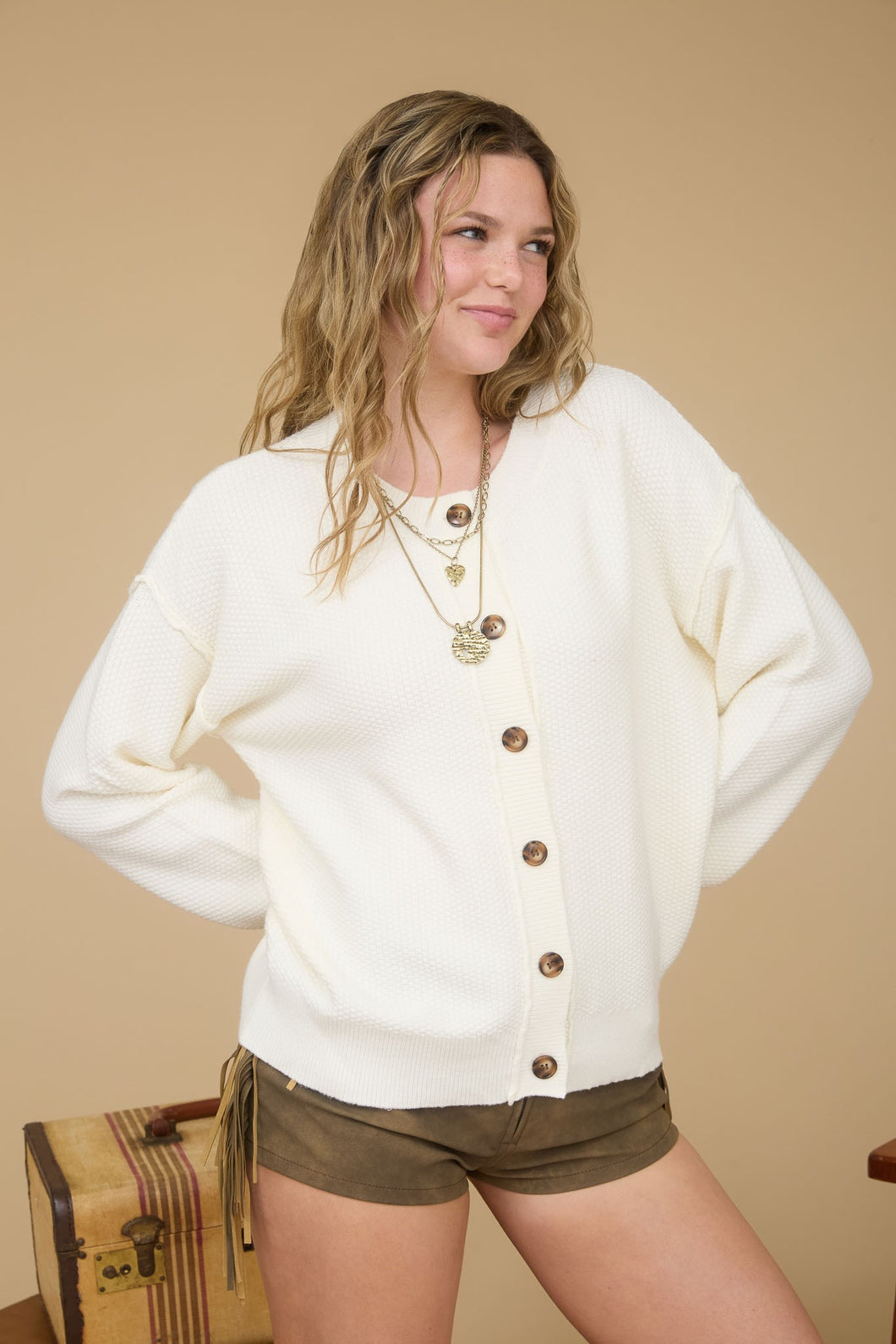 EVERY DAY EDGE CREAM CARDI